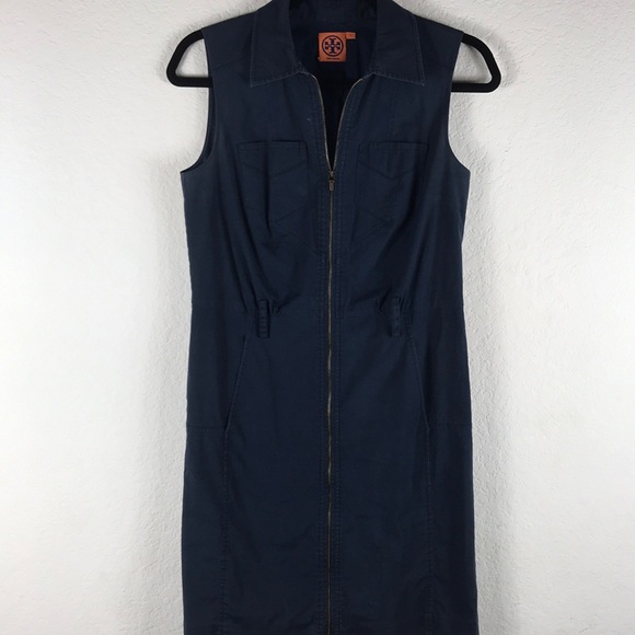 Tory Burch Dresses & Skirts - Tory Burch Navy blue zip up dress with pockets 2